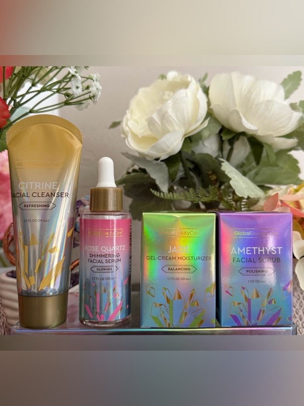 🆕🪷 GLOBAL BEAUTY CARE LIMITED EDITION 4-PIECE “GEMSTONES” SKINCARE COLLECTION.